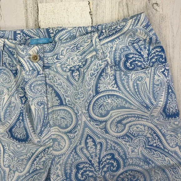 J. McLAUGHLIN Blue & White Paisley Light Weight Jeans Size 10 X 31.5 Inseam - Picture 4 of 11